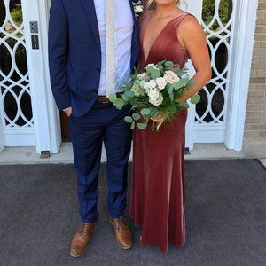 Jenny Yoo Logan Velvet Maxi Dress, English Rose